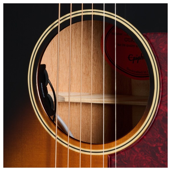 Epiphone L-00 Standard, Vintage Sunburst - soundhole close up