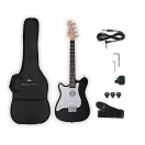 VISIONSTRING Mini Left-Handed Electric Guitar with In-Built Speaker, Black