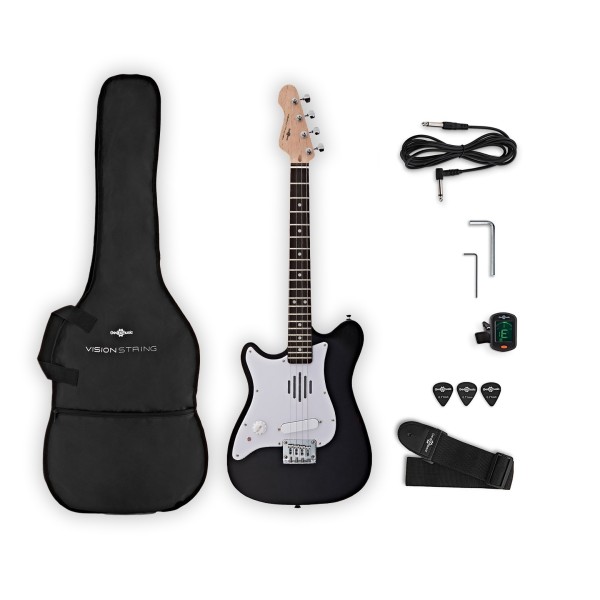 VISIONSTRING Mini Left-Handed Electric Guitar, Black