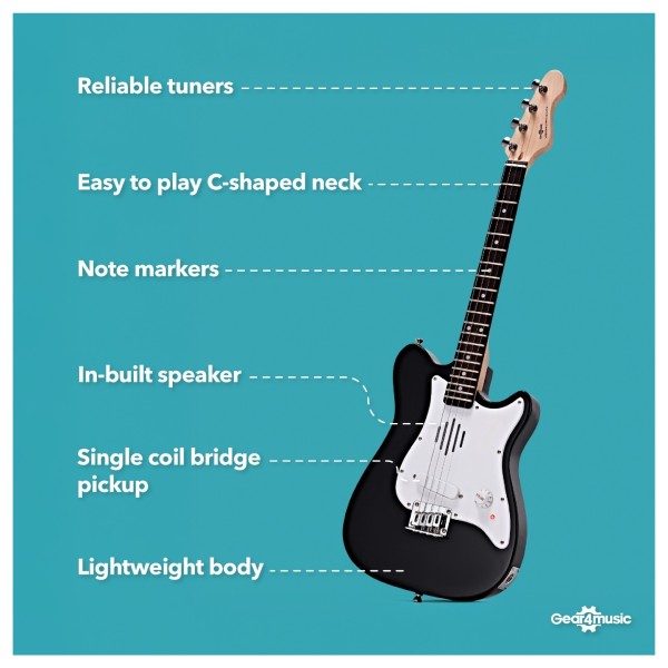 VISIONSTRING Mini Electric Guitar, Black