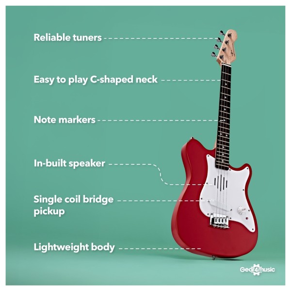 VISIONSTRING Mini Electric Guitar, Red