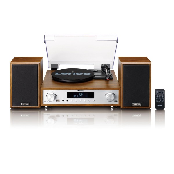 Lenco MC-160WD Bluetooth Turntable with Speakers, Wood - Front