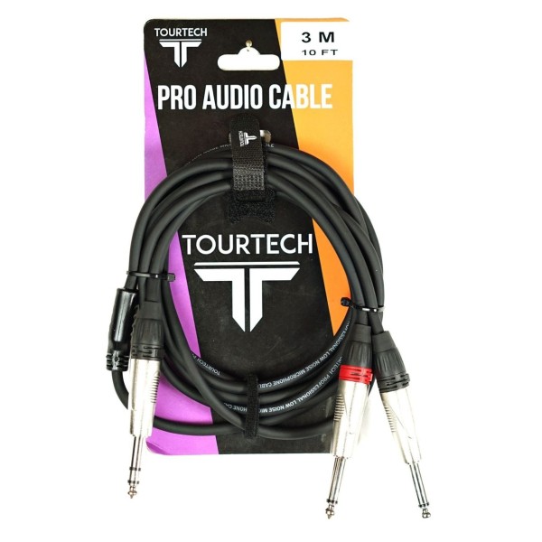 Tourtech TTAC-NYC3/PS2PR Stereo 1/4 Jack To Dual Mono Jack Cable, 3m