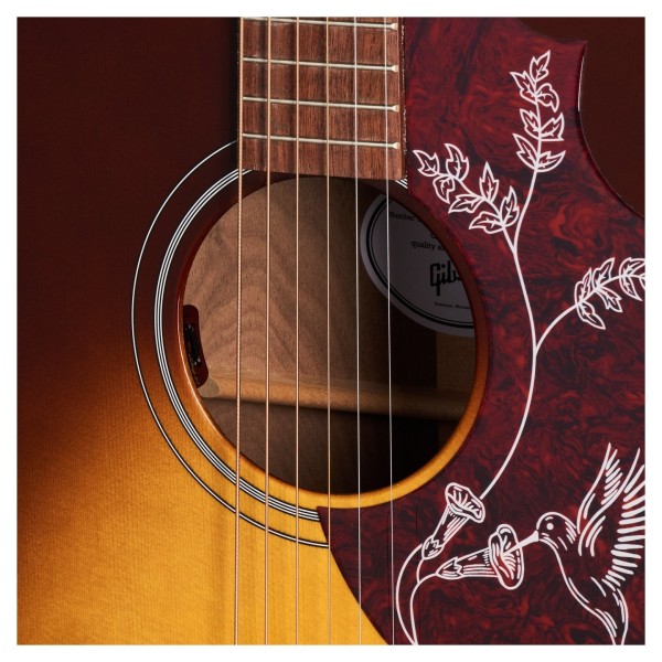 Gibson Hummingbird Studio Walnut Satin Burst Soundhole Close-Up