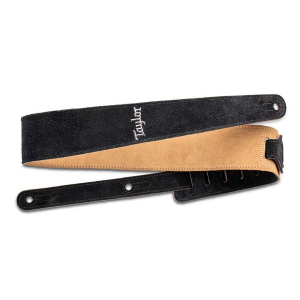 Taylor Strap, Embroidered Suede, Black, 2.5"