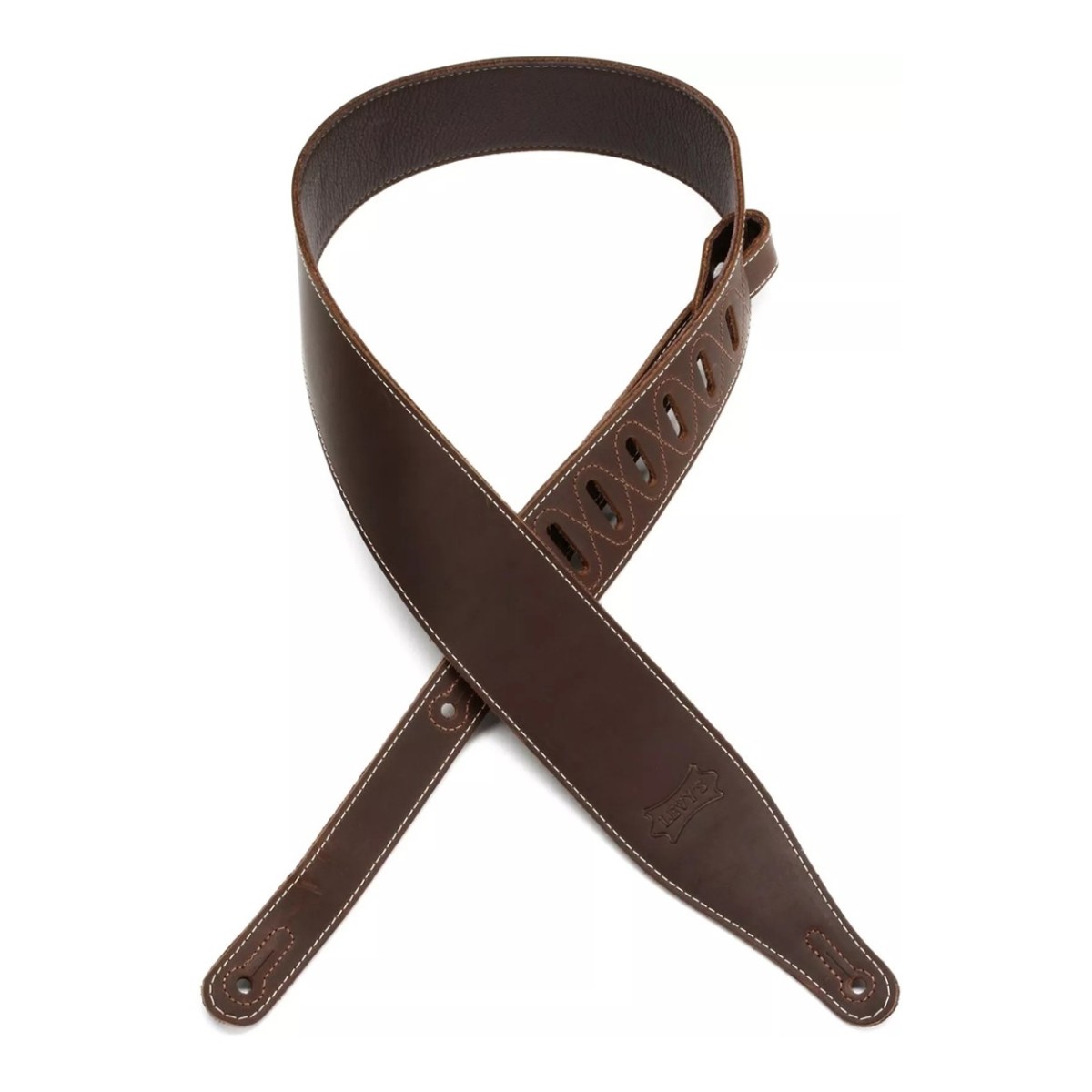 Levys Like Butter Leather 2.5" Inch Guitar Strap - Distressed Dark Brown