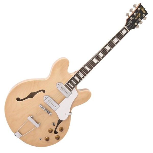 Vintage VSA500 Reissued Semi Acoustic, Natural Maple