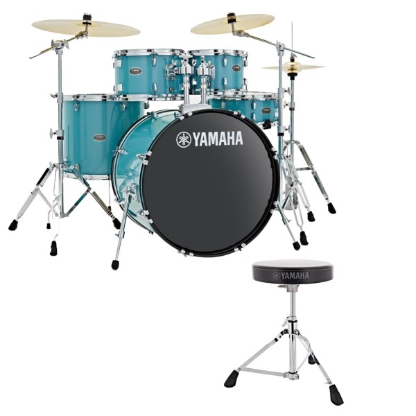 Yamaha Rydeen 20" Drum Kit with Paiste Cymbals & DS550U Drum Throne, Turquoise Glitter