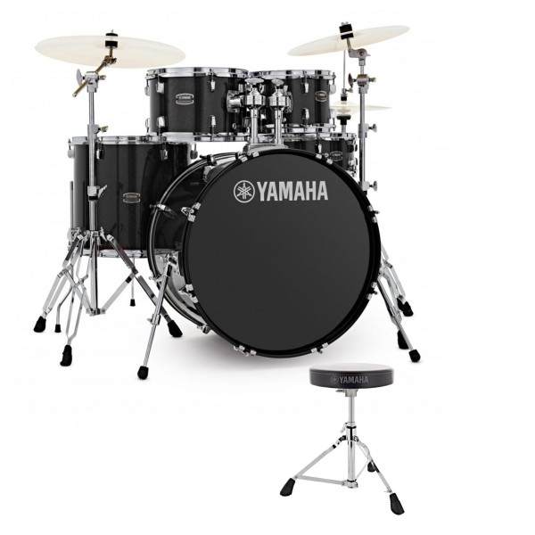 Yamaha Rydeen 22" Drum Kit with Paiste Cymbals & DS550U Drum Throne, Black Glitter