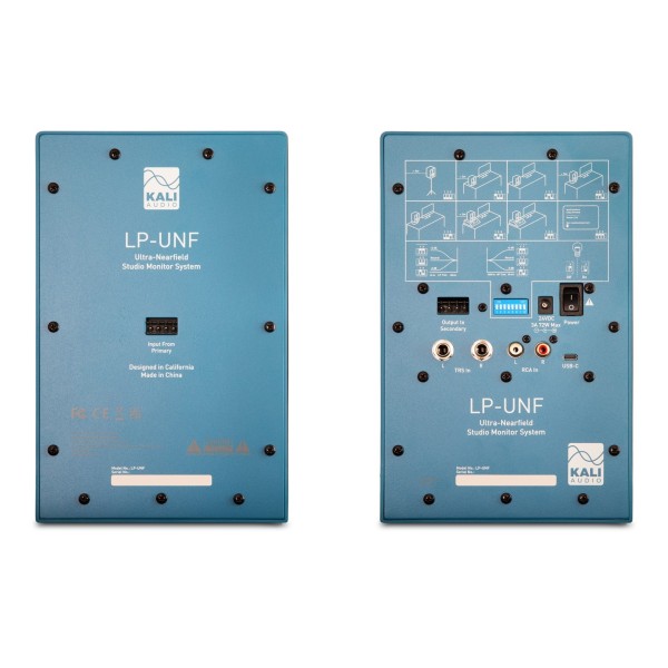 Kali Audio LP-UNF Studio Monitors, Blue - Rear