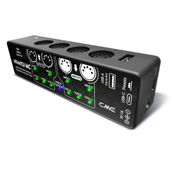 CME H4MIDI WC Advanced USB Host MIDI Interface - Angled