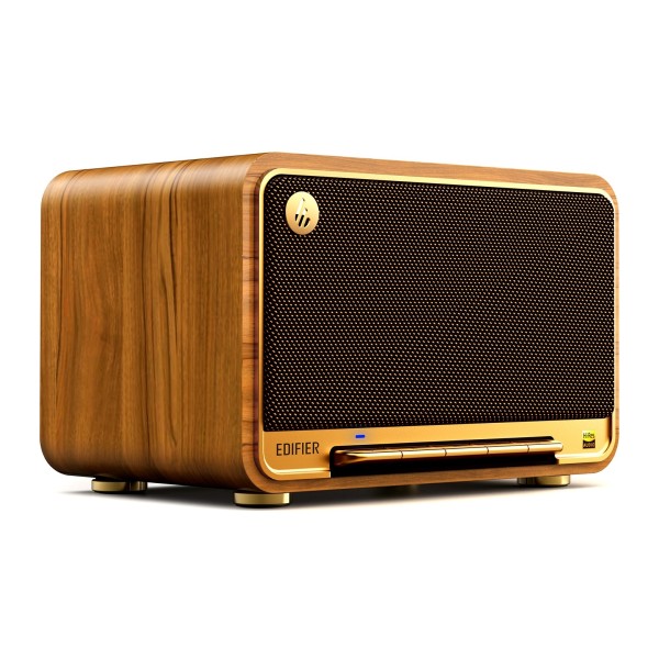 Edifier D32 Tabletop Bluetooth Hi-Res Speaker With Built In Battery, Brown - left 