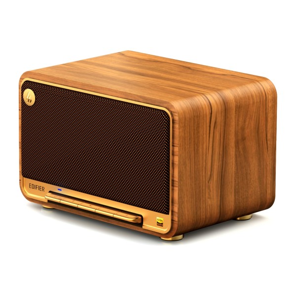 Edifier D32 Tabletop Bluetooth Hi-Res Speaker With Built In Battery, Brown - left 
