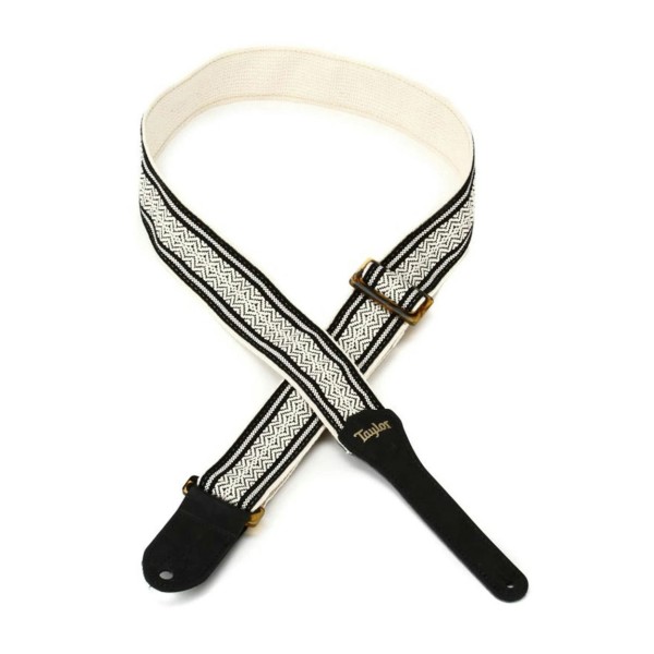 Taylor Academy Strap White/Black Jacquard Cotton 2 Inch Amber Buckle