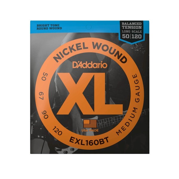 D'Addario XL Nickel Bass Guitar Strings 50-120 Medium, Long Scale