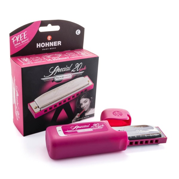 Hohner Progressive Special 20 Harmonica, C, Pink