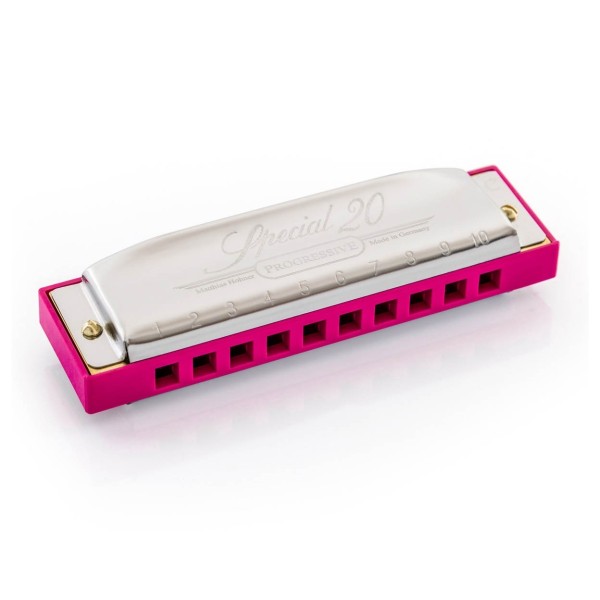 Hohner Progressive Special 20 Harmonica, C, Pink