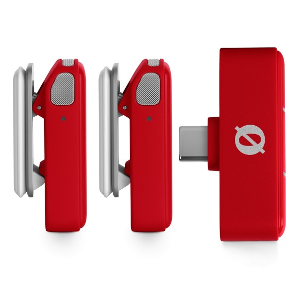 Wireless Micro USB-C Microphone System, Red - Transmitter Side