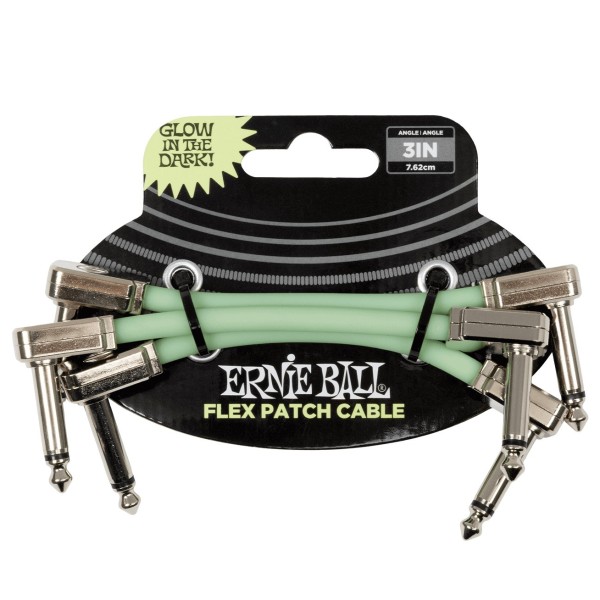 Ernie Ball P06474 3" Patch Cable 3 Pack, Glow in the Dark