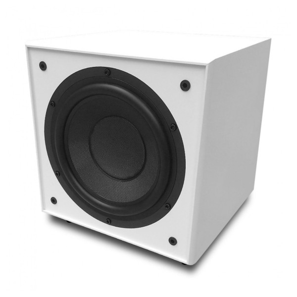 JBL MA710 AV Receiver & Wharfedale Diamond 9.1 5.1 Speaker Package, White - sub front 