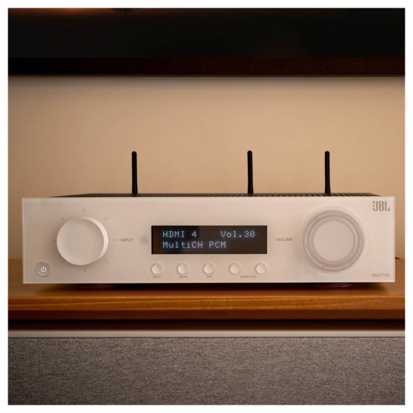 JBL MA710 7.2 Channel 8K AV Receiver, White - lifestyle 2