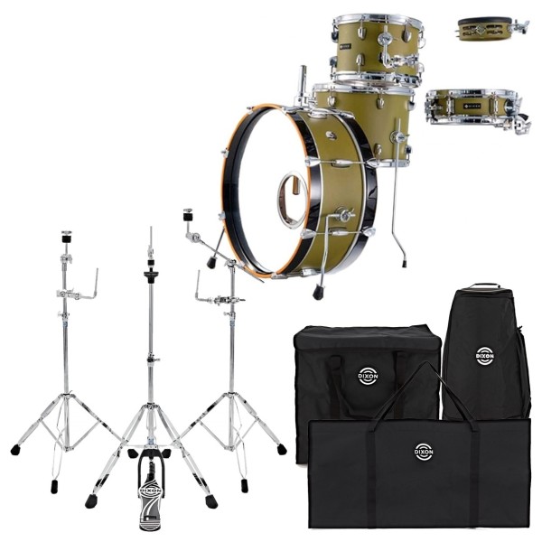 Dixon Drums 'Little Roomer' Gig Pack w/Hardware & Bags, Olive Green