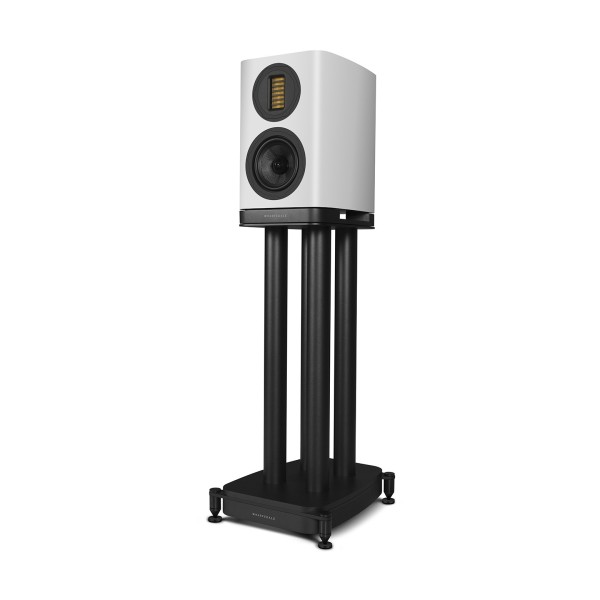Wharfedale EVO 5.1 Bookshelf Speakers (Pair), Lunar Grey with Stands - left 