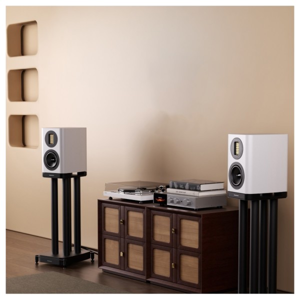 Wharfedale EVO 5.1 Bookshelf Speakers (Pair), Lunar Grey with Stands 3