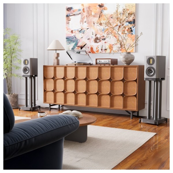 Wharfedale EVO 5.1 Bookshelf Speakers (Pair), Lunar Grey with Stands 4