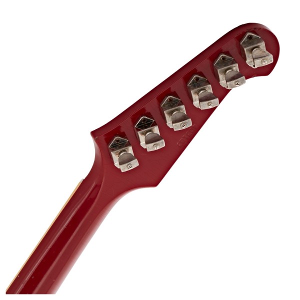 Gibson Custom 1963 Firebird V Maestro Vibrola Light Aged, Cardinal Red #403183 - back of headstock