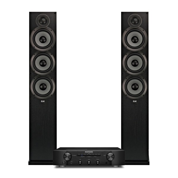 ELAC Debut F6.2 Floorstanding Speakers & Marantz PM6007 Integrated Amplifier Hi-Fi Bundle, Black - main 