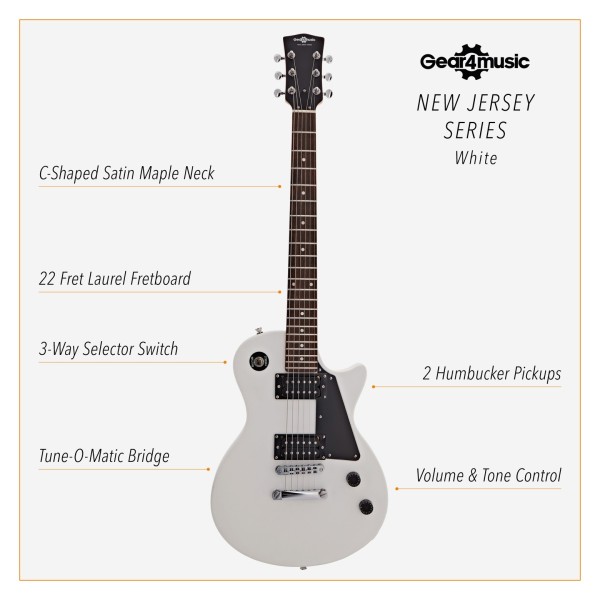 New Jersey Electric Guitar by Gear4music, White
