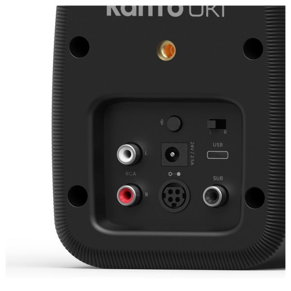 Kanto UKI 100W Desktop Speakers (Bluetooth, USB-C, Headphone out), Black (Pair) - Rear Detail