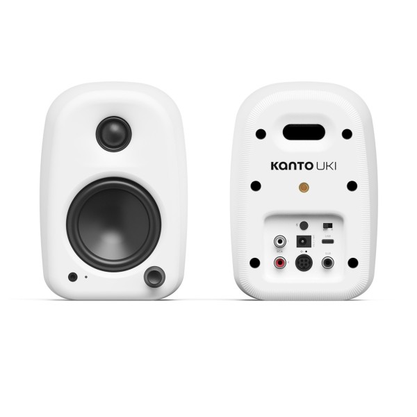 UKI Bluetooth Desktop Speakers, Chalk (Pair) - Front/Back
