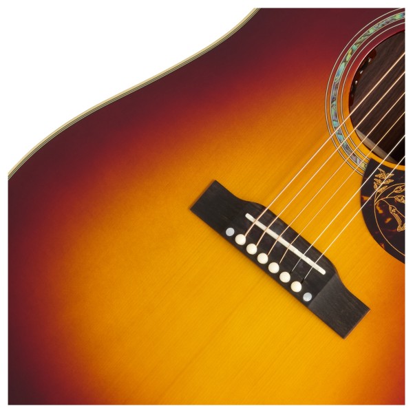 Epiphone Hummingbird Deluxe EC, Autumn Burst - bridge 