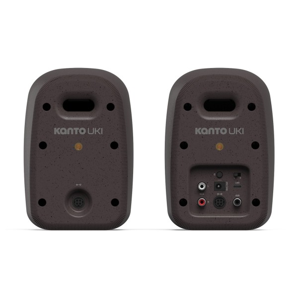 Kanto UKI 100W Desktop Speakers with Bluetooth, USB-C and Headphone Out, Pumice Grey (Pair) - Rear Straight