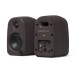 Kanto UKI 100W Desktop Speakers with Bluetooth, USB-C and Headphone Out, Pumice Grey (Pair) - Angled Front/Back