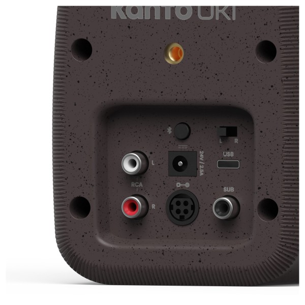 Kanto UKI 100W Desktop Speakers with Bluetooth, USB-C and Headphone Out, Pumice Grey (Pair) - Rear Detail