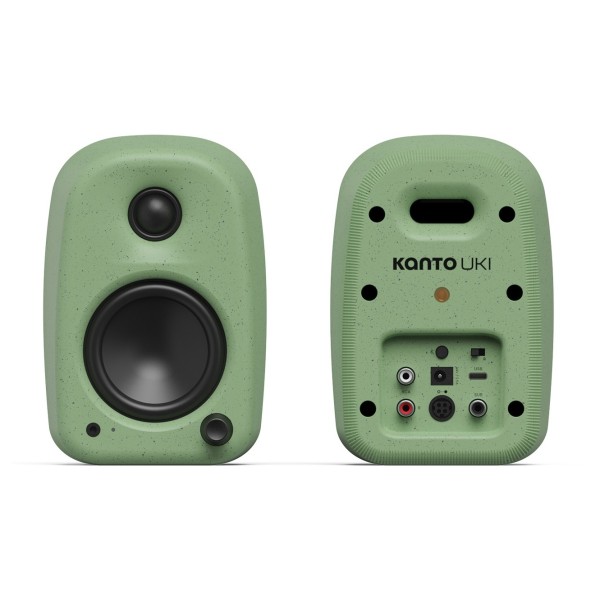 Kanto UKI Bluetooth Desktop Speakers, Sage Green - Front/Back