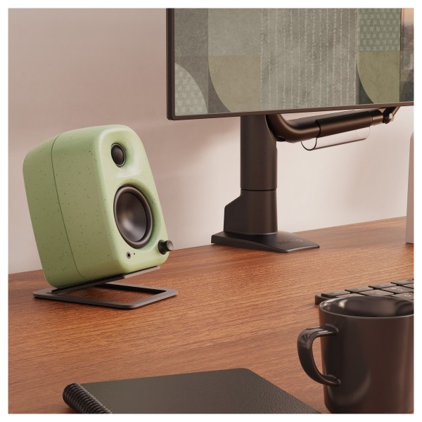 Kanto UKI 100W Desktop Speakers with Bluetooth, USB-C and Headphone Out, Sage Green (Pair) - Lifestyle