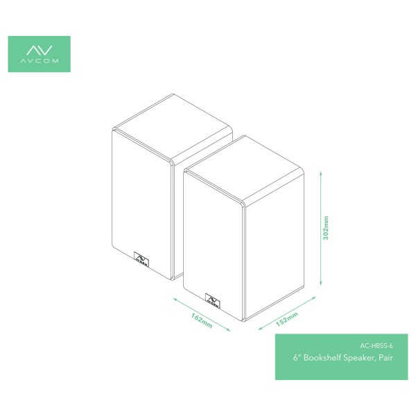 AVCOM 6" Bookshelf Speaker Pair, Walnut
