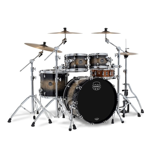 Mapex Saturn VI 22" 4pc Fast Rock Shell Pack, Black Ink Burst