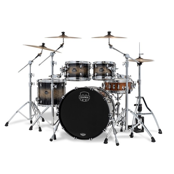 Mapex Saturn VI 22" 4pc Fast Rock Shell Pack, Black Ink Burst