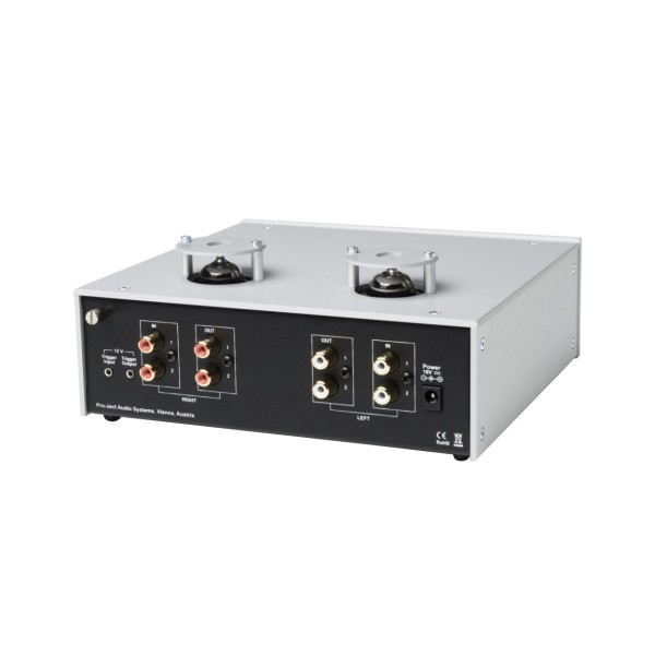 Pro-Ject Tube Box DS2 MM/MC Phono Pre-Amplifier, Silver rear view