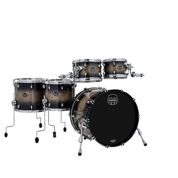Mapex Saturn VI 22" 5pc Saturn VI Studioease Shell Pack, Black Ink Burst
