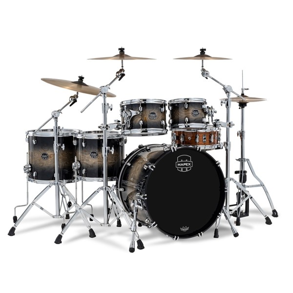 Mapex Saturn VI 22" 5pc Saturn VI Studioease Shell Pack, Black Ink Burst