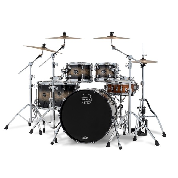 Mapex Saturn VI 22" 5pc Saturn VI Studioease Shell Pack, Black Ink Burst