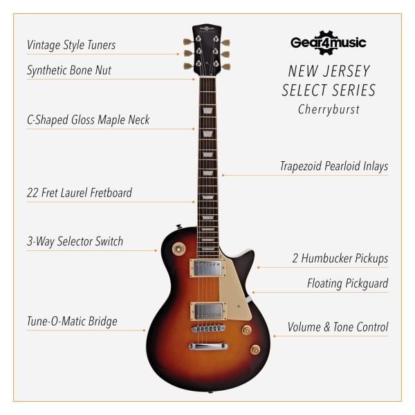 New Jersey Select Electric Guitar Sunburst, 10W Guitar Amp & Accessory Pack