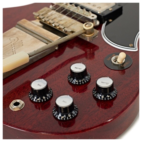 Gibson Custom 1964 SG Standard Reissue Maestro Vibrola VOS, Cherry Red #500554 - controls