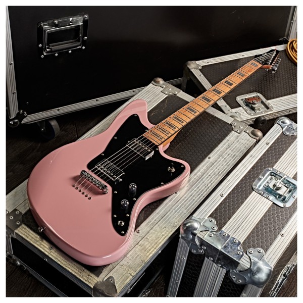 G4M 638 Baritone VI Electric Guitar, Pink at Gear4music